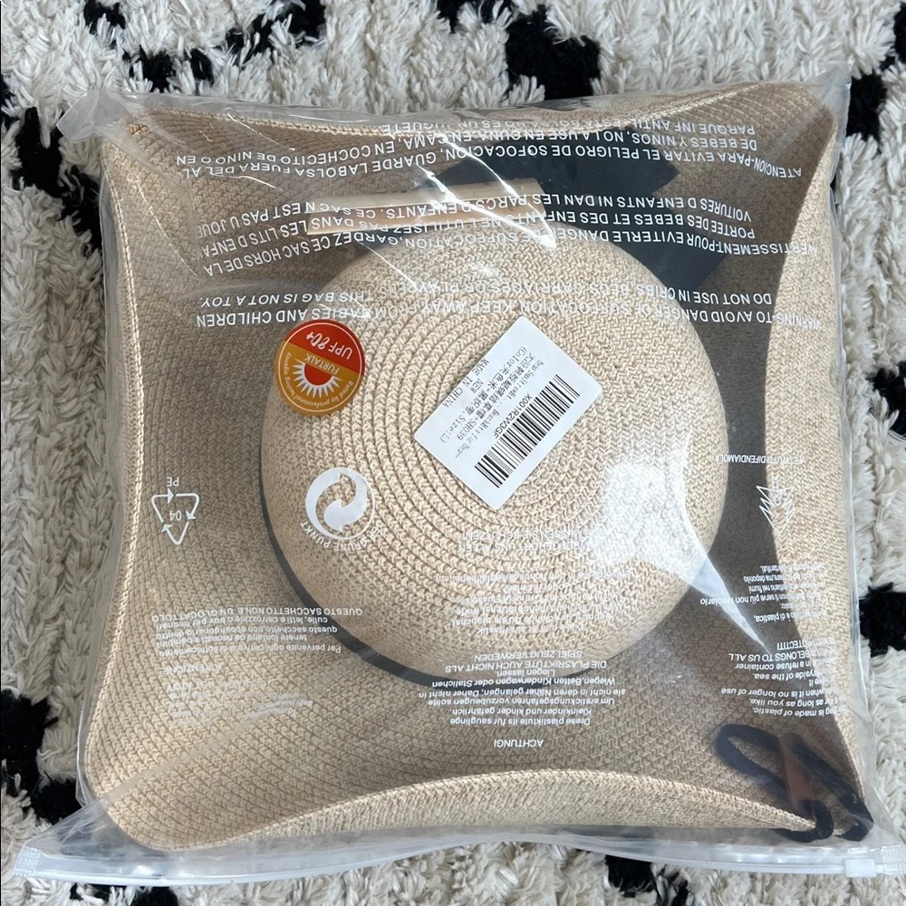 🕶️Packable L/XL 80spf adjustable tan straw Furtalk Sun Hat NWT - Picture 6 of 7